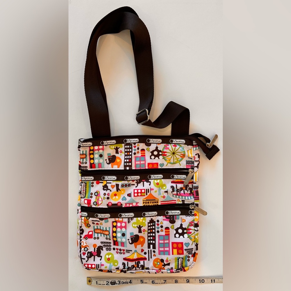 LeSportSac Triple Zip Carnival Fortune Teller Elephant Crossbody Shoulder Bag